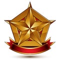 3d golden heraldic blazon with glossy pentagonal star, best for