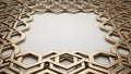 3D Golden Hexagonal Geometric Pattern Frame with Blank Center Royalty Free Stock Photo
