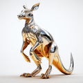 Futuristic Goldplated Kangaroo 3d Model On White Background