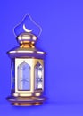 3d golden lantern for vertical Ramadan background, 3d render illustration.