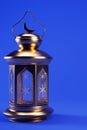 3d golden lantern for vertical Ramadan background, 3d render illustration.