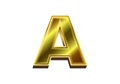 3d golden letter A. Luxury gold alphabet on white background