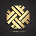 3d golden linear geometric structure abstract logo design