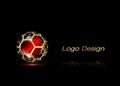 3D gold Logo Design , this logo is suitable for global company, world technologies, media and publicity agencies. World Tech icon Royalty Free Stock Photo