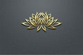 3D Golden Lotus with Dark Gray Texture Wall for Bedroom, Lobby and Bedroom Royalty Free Stock Photo