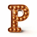 3d Golden Macaron Alphabet P Candylike Letters Stock Photo