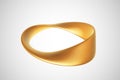 3D golden Moebius strip isolated on white background. Royalty Free Stock Photo