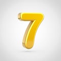 3D Golden number 7 isolated on white background. Royalty Free Stock Photo