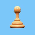 3D Golden Pawn Chess Piece On Blue Royalty Free Stock Photo