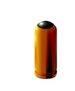 3d golden pistol cartridge with rubber bullet isolated for traumatic weapons. Realistic Gold or brass on light background, for