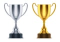 3d golden and realistic silver cup or trophy