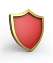 3D golden red Shield, 3D Metal Shield, red shield Royalty Free Stock Photo