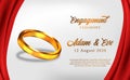 3D golden Ring engagement ceremony propose wedding romantic poster banner template