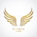 3d golden shiny metal wings logo design Royalty Free Stock Photo