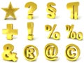 3D golden signs and symbols