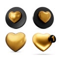 3d Golden Social Media Love Hearts Symbols With Rounded Black Icons One Notification 3d Illustration Royalty Free Stock Photo