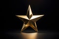 3D golden star isolated on dark background