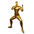 3d golden stickman doing karate stance moves