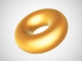 3D golden torus isolated on white background.