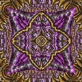 3d golden violet kaleidoscopic fractal pattern Royalty Free Stock Photo