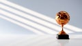 3D Golden Winning Soccer Trophy Against White Background