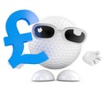 3d Golf ball holds UK Pounds sterling symbol