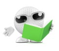 3d Golf ball reads a book