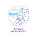 2D gradient icon denial in codependency concept