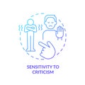 2D gradient icon sensitivity to criticism concept