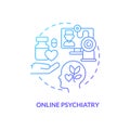 2D gradient online psychiatry line icon concept