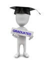 3d graduate holding graduated text box concept