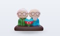 3d grandparents day love Azerbaijan rendering front view