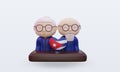 3d grandparents love Cuba flag rendering front view