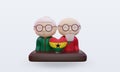 3d grandparents love Ghana flag rendering front view