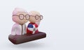 3d grandparents love Dominican Republic flag rendering left view