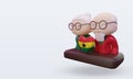 3d grandparents love Ghana flag rendering right view