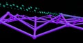 3D graph and numerical data image over dark background with green digits