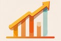 3d Graph showing rise in profits with arrow. Growing graph Business chart Upward trend Growth success arrow chart Profit Royalty Free Stock Photo