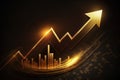 3d Graph showing rise in profits with arrow. Growing graph Business chart Upward trend Growth success arrow chart Profit Royalty Free Stock Photo