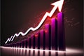 3d Graph showing rise in profits with arrow. Growing graph Business chart Upward trend Growth success arrow chart Profit Royalty Free Stock Photo