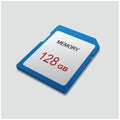 3D graphic of SD memory card 128 Gb Royalty Free Stock Photo