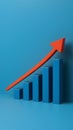 3D graphical representation of rising trend with blue bars and red arrow, indicating growth Royalty Free Stock Photo