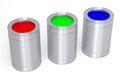 3D graphics, metaphors, RGB - paint cans Royalty Free Stock Photo