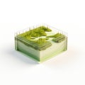 3d Grassed Scene In Glass Box: Clean And Streamlined Earthworks