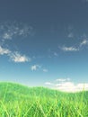 3D grassy landscape with blue sky