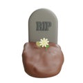 3D illustration of small RIP grave with soft clay base Royalty Free Stock Photo