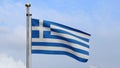 3D, Greek flag waving on wind. Close up of Greece banner blowing soft silk