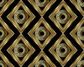 3d Greek key meander gold seamless pattern. Vector abstract geom Royalty Free Stock Photo