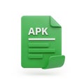 3D Green APK File Icon with White Text and Lines on a White Background application Royalty Free Stock Photo