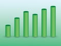 3D green bars on green background for showing growth and value in info graphic business template Royalty Free Stock Photo